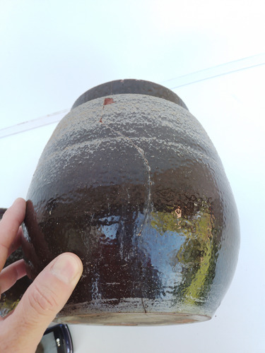 Lote De 2 Antiguos Frascos De Barro Terracota Esmaltado Leer (Usado)