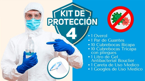 Kit De Protección Overol + Careta + Gel + Cubrebocas