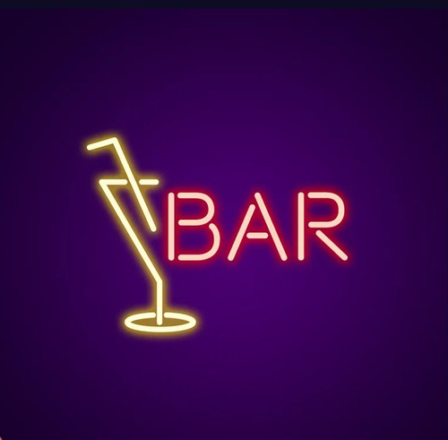 Letrero Led Neon Bar Licor Copas Ancho 65cm Luminoso