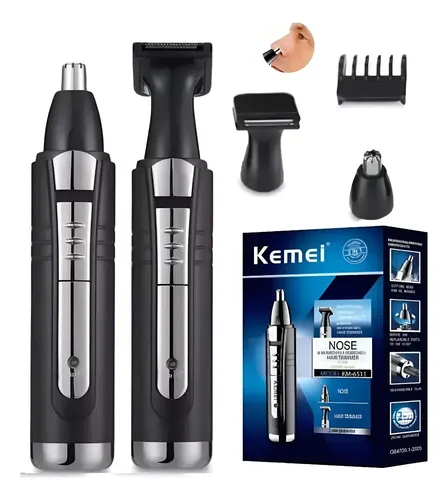 Aparador Pelo Nariz Barba Bigode Depilação Antirruído Kemei Km-6511 Preto