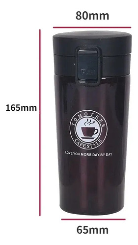 Vaso Termico Reforzado De Acero 650 Ml, Frio Y Calor Negro Vaso Largo