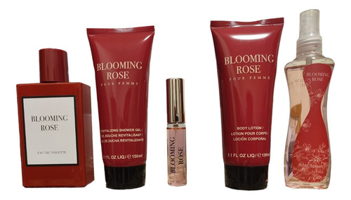 Set De Perfume Loción Para Dama Blooming Rose 5 Piezas