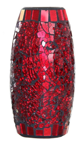 Vaso Em Mosaico De Vidro Vermelho Estilo Craquelado - Bu052