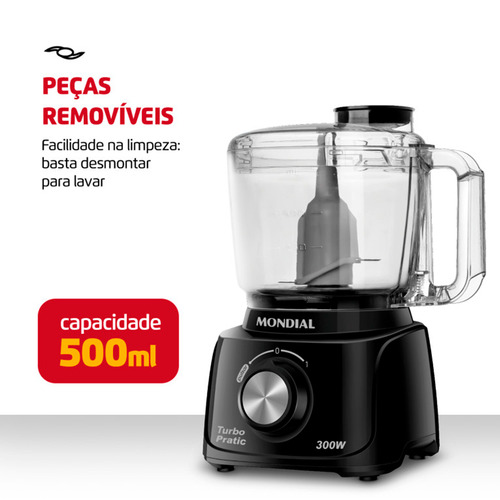 Mini Processador Mondial Turbo Pratic Mp-16-b Preto 220v