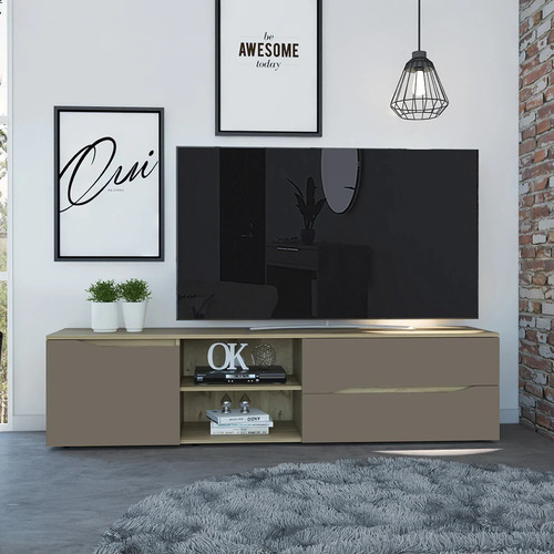Rack Tv Armable Excelsior Puertas Cajones Obregon Duna