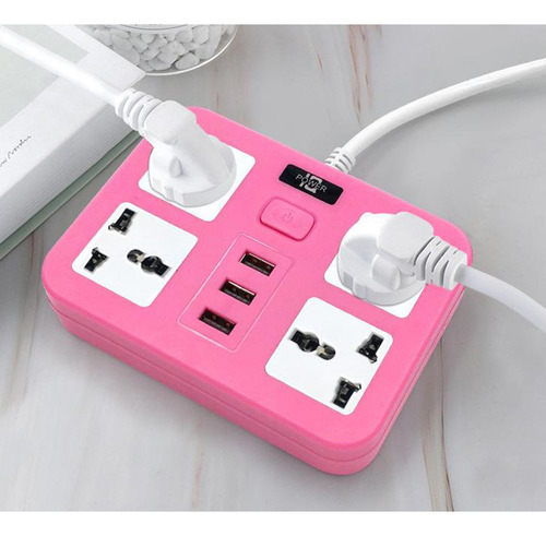 Regleta De Enchufes 3 Puertos Usb 1.8 Protección Contra