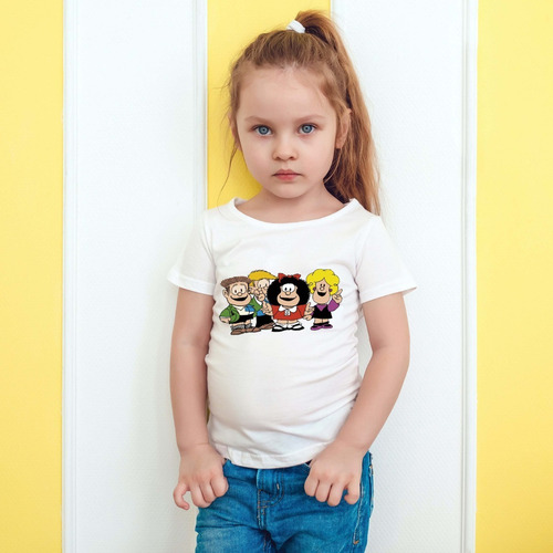 Remera Blanca Mafalda Amigos Hombre Mujer Niños Premium