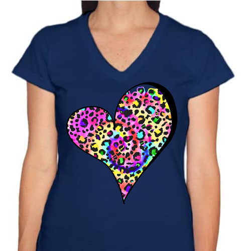 Playera Yazbek Cuello V Para Mujer Corazon Leo