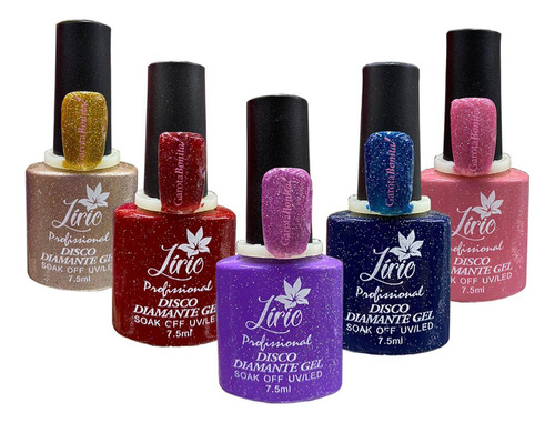 Kit Esmaltes Gel Uv Glitter Diamante Lançamento Coleção 5uni