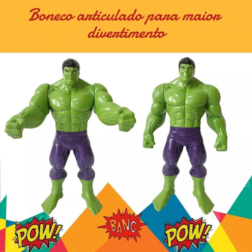Kit Boneco Grande Brinquedo Marvel Articulado Máscara Hulk