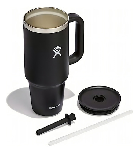 Hydro Flask Black All Around Vaso De Viaje, 40 Onzas Color Negro