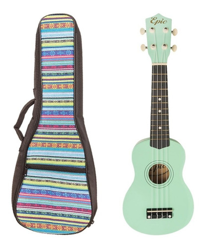 Ukelele Soprano Verde Epic Colores Con Funda