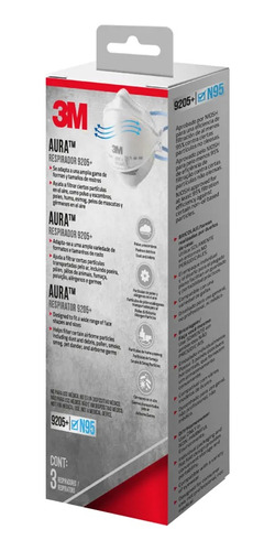 Respirador Barbijo Aura 9205+ N95 De 3m Por 3u