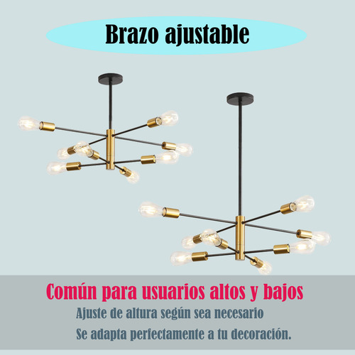 DEHOBO E26/27 Lámpara De Techo Colgantes Para Sala Interiores Decorativas 8 Luces Ajustables Lampara Para Recamara Lamparas Para Sala Lamparas Decorativas Foco Lamparas Para Cocina Lamparas De Techo