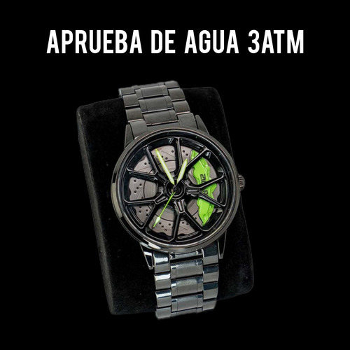 Reloj De Rin Giratorio Porsche Cayman Negro Negro Verde Lima