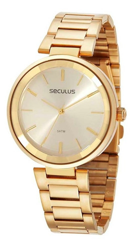 Relógio Seculus Dourado Feminino Minimalista 77120lpsvds1