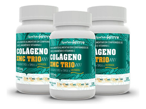 3 Colageno Zmc Trio Verisol+tipo I+tipo Ii 120 Comp.1250mg