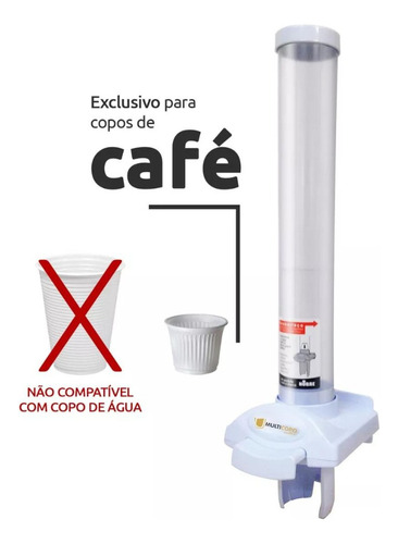 Dispenser Para Copos Café 50ml Branco Multicopos Nobre