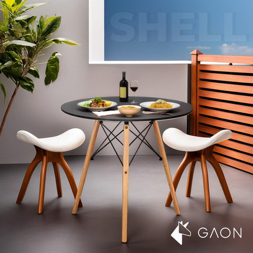 Mesa Comedor Eames Redonda Minimalista 4 Sillas Negro Color De La Tapa Color De Las Patas