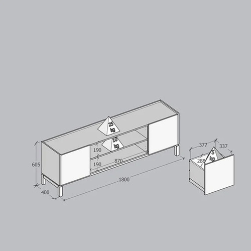 Rack Para Tv 65 Polegadas 2p 2g 180 Cm 2153 Tauari Concret M