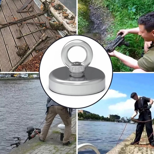 Yuhuangcheng Imán Neodimio Súper Magnético 120kg Gancho Pesca 60mm+cordón Kit de imán de pesca magnético con imán súper fuerte para tirar de grado magnético para pesca magnética y salvamento en río