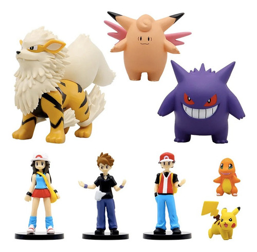 Set 8 Figuras Pokemon Pikachu Arcanine Gengar Charmander