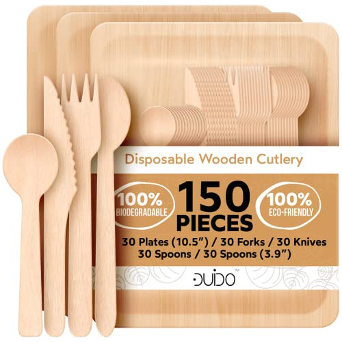 Biodegradable Plates And U Ils (pack Of 150) Wood 