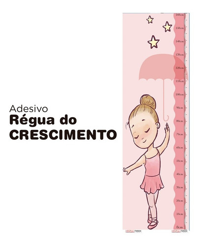 Régua Do Crescimento Bailarina Para Medir Crianças Balé Cor Rosa-claro