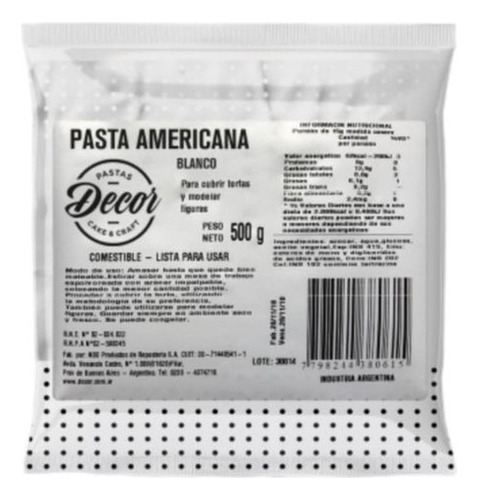 Pasta Americana Para Forrar Blanca X500g