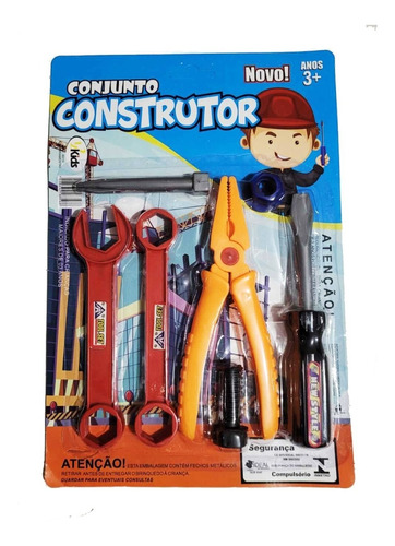 Kit Ferramenta Infantil Brinquedo Construtor 6 Pcs