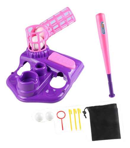 W Máquina Lanzadora Con 4 Pelotas Blandas Y Bate, Violeta