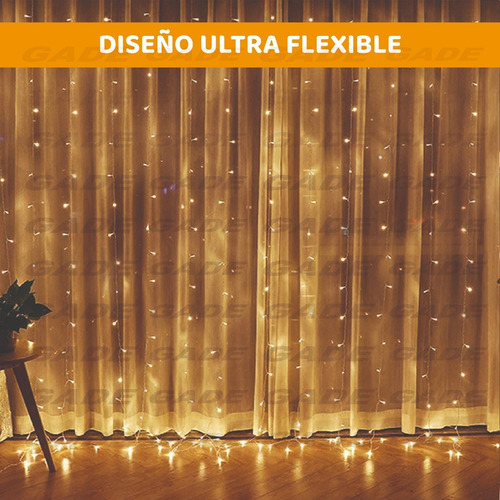 Imagen 3 de 7 de Guirnalda Luz Led Luces Tira 100 Luces Calidas 10m A Pila