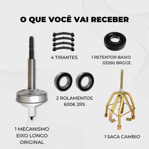 Kit Mecanismo Eixo Longo E Saca Cambio Brastemp Ative Bwl11