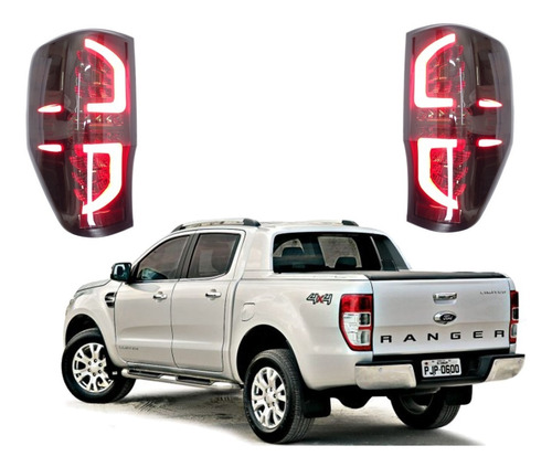 Foco Farol Trasero Smoke Led Ford Ranger 2012-2021 El Par