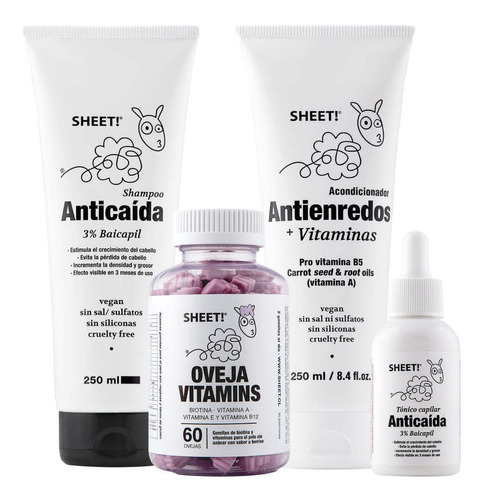  Pack Shampoo Tonico Anticaida Gomitas Acondicionador Sheet