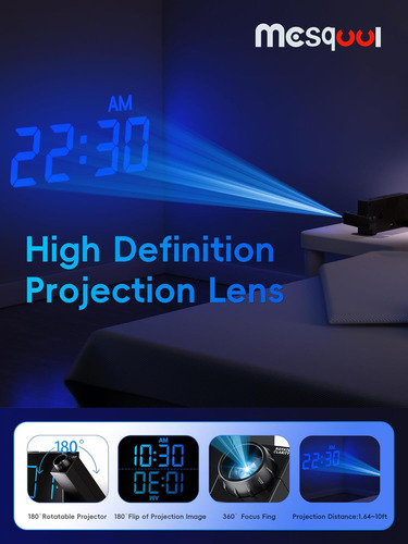 Reloj Despertador Digital Con Proyector Led Para Dormitorio