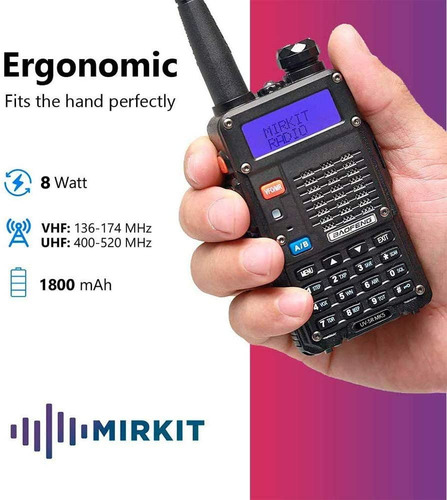 Combo Radios Uv-5r Mk5 8w 2020 1800 Mah Baofeng Mirkit