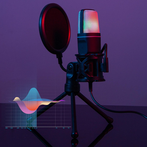 Micrófono De Condensador Iluminación Rgb Ajustable Para