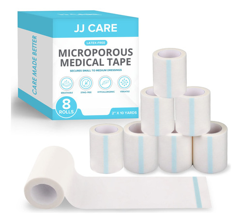 Jj Care Cinta Micropore [paquete De 8], 2 Pulgadas X 10 Yar.