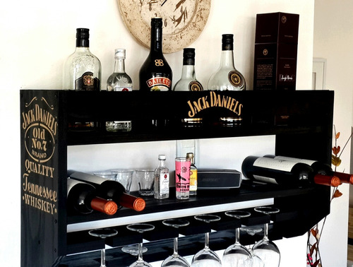 Mueble Copero Bodega Colgante.Frase Jack Daniels Y Más. 