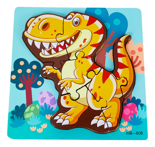 Rompecabezas De Madera Didactico Dino Cubeta Toys Denbu