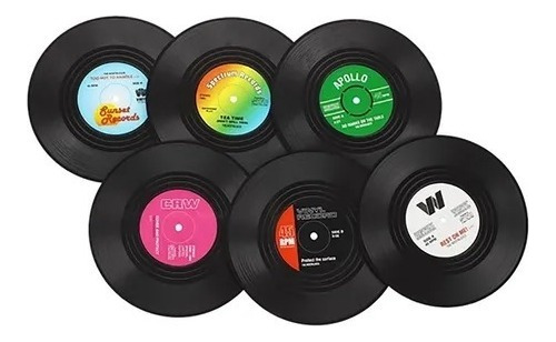 Juego 6 Porta Vasos De Disco Vinilo Para Mesa + Envío Gratis