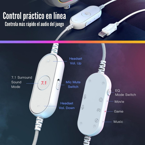 Audífono Fifine Ampligame H6 Rgb Sonido 7.1 - Blanco