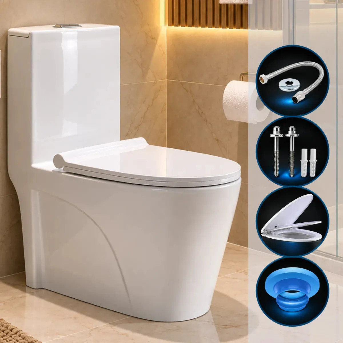Vaso Sanitário Caixa Acoplada Monobloco Privada Banheiro Design Vivaz Kit Completo