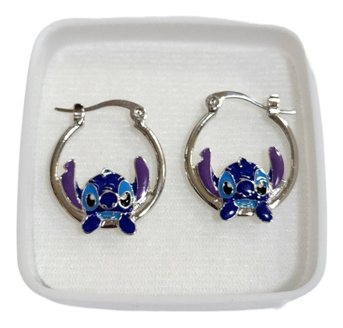 Arracadas De Extraterretre Azul De Oro Blanco Laminado +d6