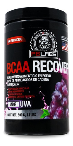 Suplemento en suplemento alimenticio PB LABS  Aminoacidos Bcaa proteína sabor uva en bote de 500mL