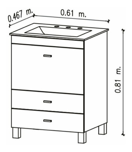 Imagen 4 de 6 de Vanitory Vali 60cm + Mesada + Monocomando