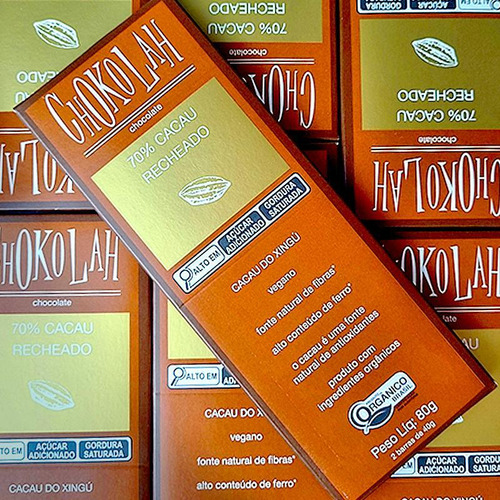 Kit 3x: Chocolate 70% Cacau Recheado Orgânico Chokolah 80g