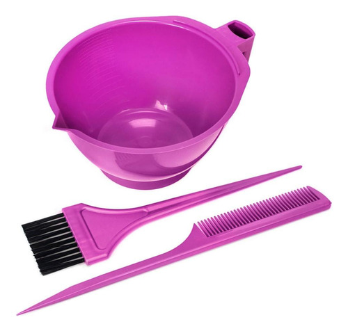 Kit Tintura Tigela Pente E Pincel Coloração - Pink