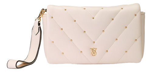 Cartera Para Celular Victoria's Secret Phone Wristlet Color Crema Diseño De La Tela Liso